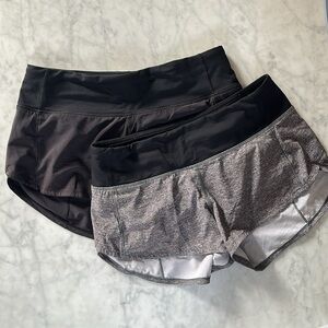 Lululemon speed up short size 2, Heather gray and black